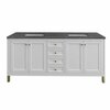 James Martin Vanities Chicago 72in Double Vanity, Glossy White w/ 3 CM Charcoal Soapstone Top 305-V72-GW-3CSP